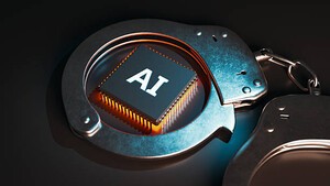 AI Chip In Handcuffs For Artificial Intelligence Crime Law
